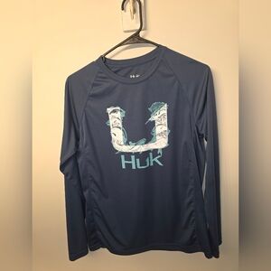 Huk Navy Blue Performance Fishing Shirt